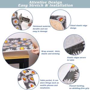 Couverture de Table de pique-nique avec couvertures de banc 3 pièces ensemble élastique ajusté Rectangle nappes en vinyle <span class=keywords><strong>toile</strong></span> <span class=keywords><strong>cirée</strong></span> imperméable pour l'<span class=keywords><strong>extérieur</strong></span> - Product Image 4