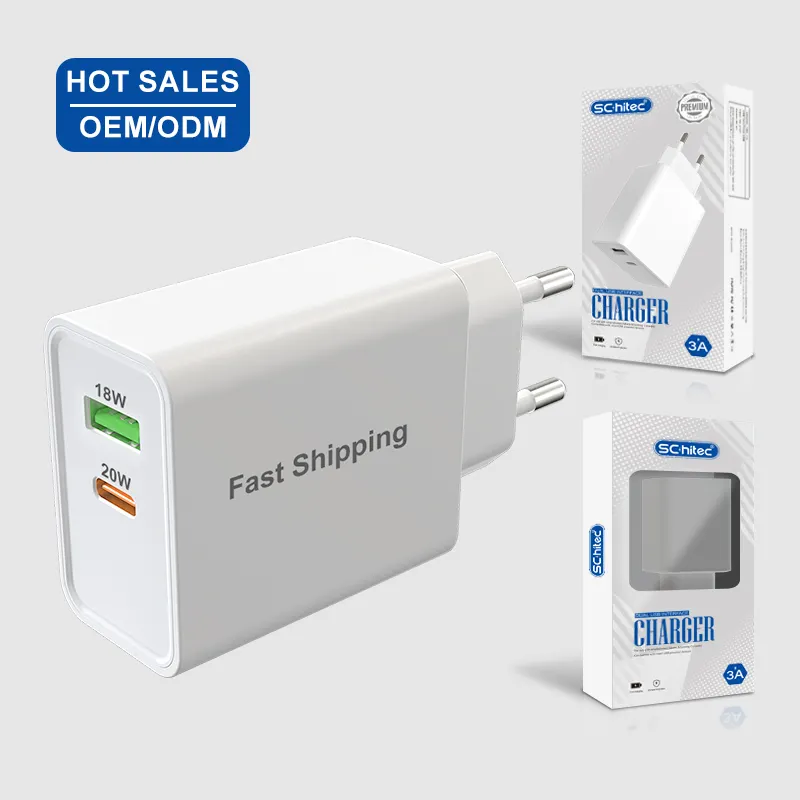 Factory price Dual Usb Port wall charger PD 20W USBC QC 3.0 Fast Charger EU US Plug usb charger For mobile phone