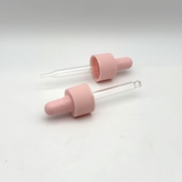 Vente en gros de pipettes en verre à compte-gouttes en plastique côtelé rose 20 mm 20-410 pour flacons d'huiles essentielles