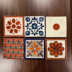 Posavasos de azulejos mexicanos de <span class=keywords><strong>Talavera</strong></span> cuadrados personalizados, hermosa Función de ladrillo refractario bohemio del desierto pintado a mano para pared Interior rústica - Product Image 6