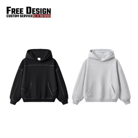 Pull à capuche polaire respirant pour homme, style streetwear, coupe boxy, design surpiqué 3 aiguilles 5 fils, doublé, collection automne