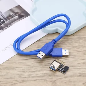 PCI-E <span class=keywords><strong>VER009S</strong></span> Riser-Karte PCIe 1X zu 16X mit USB 3.0 Datenkabel PCI-E Riser-Adapter Port-Karte Verlängerungskabel für Grafikkarten - Product Image 2