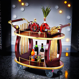 Chariot mobile à 2 niveaux pour boissons alcoolisées et vin Support de rangement pour bar roulant pour hôtels et restaurants - Product Image 2