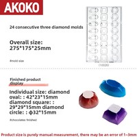 AKOKO-Moule à chocolat en plastique tridimensionnel, fait à la main, en forme de diamant 10026, pour gâteau