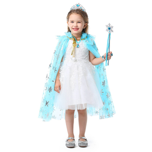 CM018 principessa <span class=keywords><strong>mantello</strong></span> <span class=keywords><strong>mantello</strong></span> ragazze fiocco di neve cappa corona ciara bracciale bacchetta per bambine Costume di natale di compleanno - Product Image 2