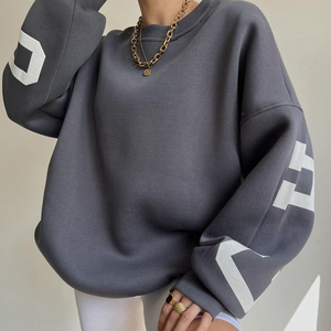 Felpa Oversize da Donna <span class=keywords><strong>con</strong></span> Logo Personalizzato, Stampa Lettere sulle Maniche, Pullover Casual Pesante OEM ODM all'Ingrosso - Product Image 4