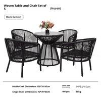 Ensemble de meubles de jardin en rotin PE de style moderne et simple, 4 places, table et chaises, ensemble de cinq pièces pour jardin et cour