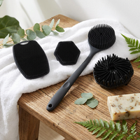Prix d'usine, logo personnalisé, ensemble de 4 brosses de bain en silicone écologiques de qualité supérieure, brosse pour le dos, brosse de massage