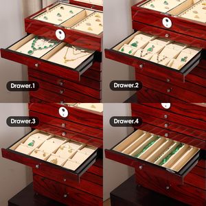 Tout-Organisateur Extra Large Armoire à Bijoux en Bois à 9 Couches 9 Tiroirs Verrouillables <span class=keywords><strong>Empreintes</strong></span> <span class=keywords><strong>Digitales</strong></span> Artisanat en Bois Boîtes en Bois Panneaux Muraux - Product Image 6