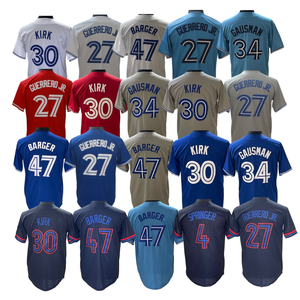 Nouveau maillot de baseball américain cousu 2026 – 27 Vladimir Guerrero Jr, 47 <span class=keywords><strong>Barger</strong></span>, 4 Springer, 34 Kevin Gausman, 30 Alejandro Kirk - Product Image 1