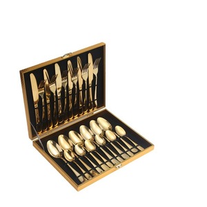 Ensemble de couverts en acier inoxydable 24 pièces, couteau à steak, fourchette, cuillère, boîte cadeau, portable, lavage à la main uniquement - Product Image 2
