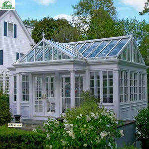 ग्लास ग्रीन हाउस ग्लास ग्रीन हाउस के साथ वाणिज्यिक गैल्वेनाइज्ड स्टील फ्रेम ग्रीनहाउस - Product Image 4