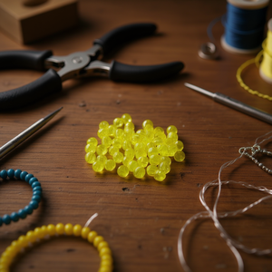 Ilan Abalorios Perline rotonde sfaccettate gialle da 8 mm 15 g per la creazione di gioielli - Product Image 3