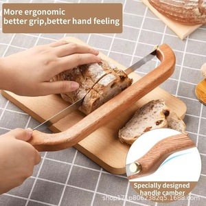 Cuchillo para pan de madera con hoja dentada de acero inoxidable de 8-9.9 pulgadas, anti-doblez, sin migas, para cortar baguettes, uso en cocina - Product Image 2