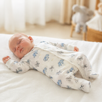 Pijama Enterizo de Algodón para Bebé Unisex, Manga Larga, Ropa de Dormir para Recién Nacido, Lindo Estampado de Leopardo, Venta al por Mayor OEM