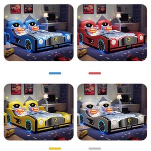 Luxuriöses Rotes Rennwagenbett für Jungen Kinderzimmermöbel Cooles Sportwagenförmiges Kleinkinderbett mit LED-Beleuchtung - Product Image 5