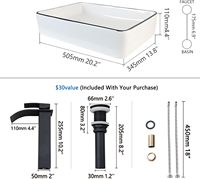 Wastafel Keramik Putih Modern 20 Inch Bentuk Persegi Panjang dengan Keran Waterfall dan Sistem Pembuangan Pop-up Satu Lubang di Tengah