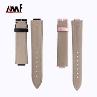 Bracelet de montre de remplacement en cuir noir de qualité supérieure 16 mm semi-mat/alligator pour Ballon Bleu en acier inoxydable
