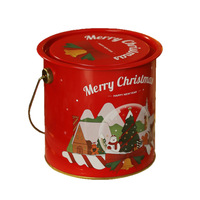 Boîte Cadeau Décorative Nouvel An et Noël en Fer Blanc Recyclable avec Poignée, Pot de Rangement pour Bonbons et Biscuits en Contreplaqué DINGHUI TS032 Personnalisable