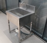 Wastafel Cuci Tangan Stainless Steel 201 Food Grade dengan Pengoperasian Kaki dari Pabrik Shandong