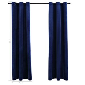 W2B VidaXL blu Navy velluto tende oscuranti con anelli 2 pezzi 37 "x 63" misura per una migliore leggibilità e visibilità dei motori di ricerca - Product Image 2