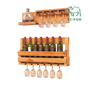 Présentoir à <span class=keywords><strong>vin</strong></span> mural en bois porte-bouteilles <span class=keywords><strong>de</strong></span> <span class=keywords><strong>vin</strong></span> avec porte-verre à champagne - Product Image 1