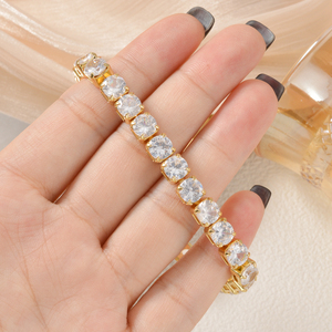 Zeadear secure snap lock wholesale custom <b>copper</b> cubic zirconia tennis women fashion premium glamorous 18k gold plated <b>bracelet</b> - Product Image 3