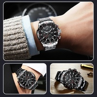 Montre mécanique multifonctionnelle pour homme, en acier inoxydable, sport, affaires, avec aiguilles lumineuses, résistante à l'eau 30M