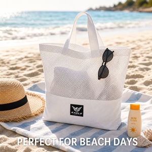 Custom Logo <b>Foldable</b> Hollow Mesh Single Shoulder Handbag Lightweight Summer Outdoor Travel Shopping Mesh <b>Beach</b> Tote <b>Bag</b> - Product Image 6