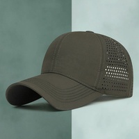 Casquette de baseball unisexe adulte en PVC perforé à séchage rapide, 6 panneaux, réglable, logo personnalisé, légère, respirante, couleur unie
