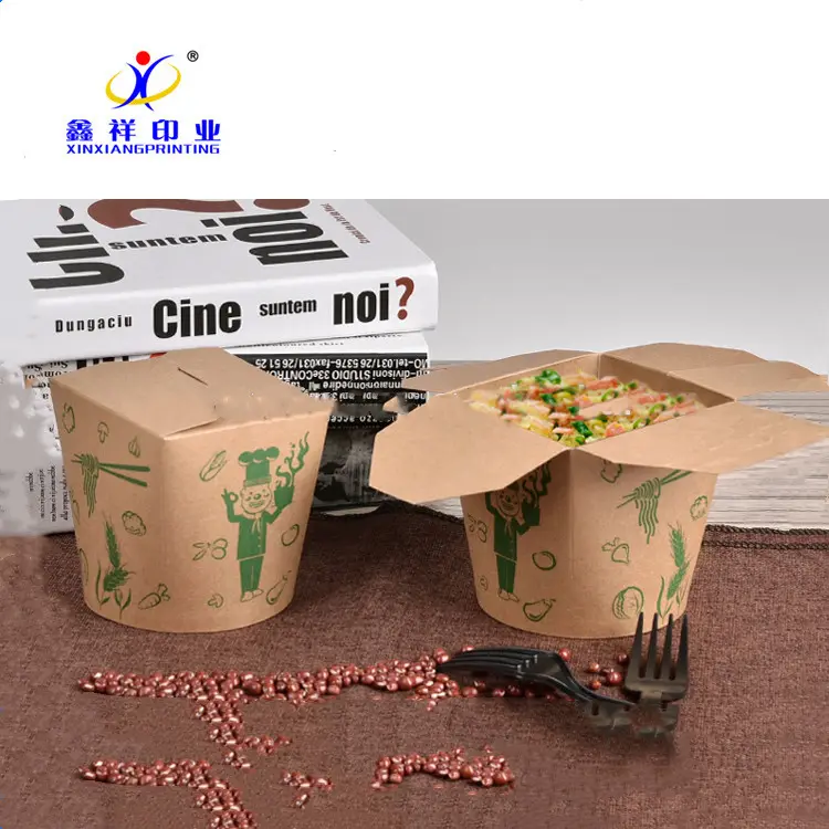 OEM Tùy Chỉnh Logo Phân Hủy Sinh Học Vòng Mì Ống Mì Hộp Giấy Thực Phẩm Gói