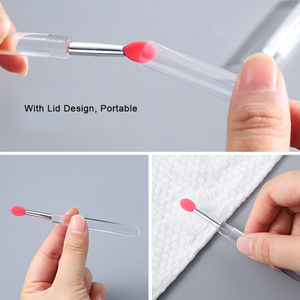 <b>Acrylic</b> Handle Silicone Lip Brush Reusable Portable Nail Brush for <b>Mirror</b> Powder Nail Art - Product Image 4