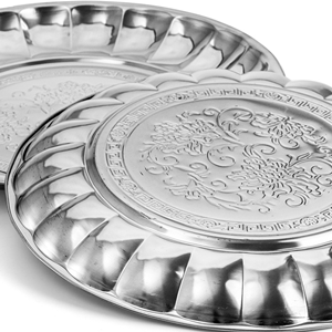 Fantasia cibo floreale piatto da cucina Set di stoviglie sala da pranzo, goffrato unico in acciaio inossidabile piatto per il ristorante - Product Image 3