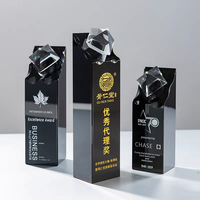 Cadeaux souvenirs Trophée diamant noir en cristal Trophée trophée en cristal noir personnalisé avec MH-J610 diamant clair