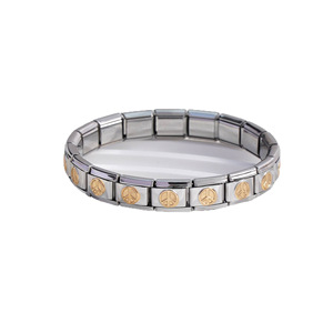 Stainless Steel Modular Bracelet Gold Silver Peace Symbol Unisex Fashion Bangle Gift Jewelry 24WB028 - Product Image 5