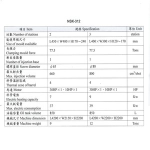 Machine de moulage par injection plastique automatique monocolore à 2 stations, type supérieur et à sangles droites - Product Image 3