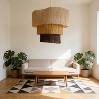 Abat-jour en macramé tissé à la main en coton irrégulier avec franges, qualité commerciale, pour espaces de vente haut de gamme et décoration de clubs
