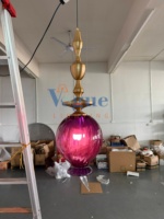 Lustre de chevet de chambre à coucher en verre artisanal moderne et simple, style nordique, luminaire suspendu ovale pour la décoration de la pièce