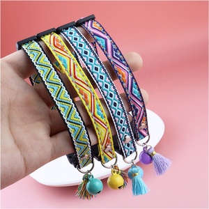 Minerva vente en gros Jacquard broderie bohème élégant motif gland ceinture cloche sûr rupture boucle animal chat chiot collier - Product Image 2