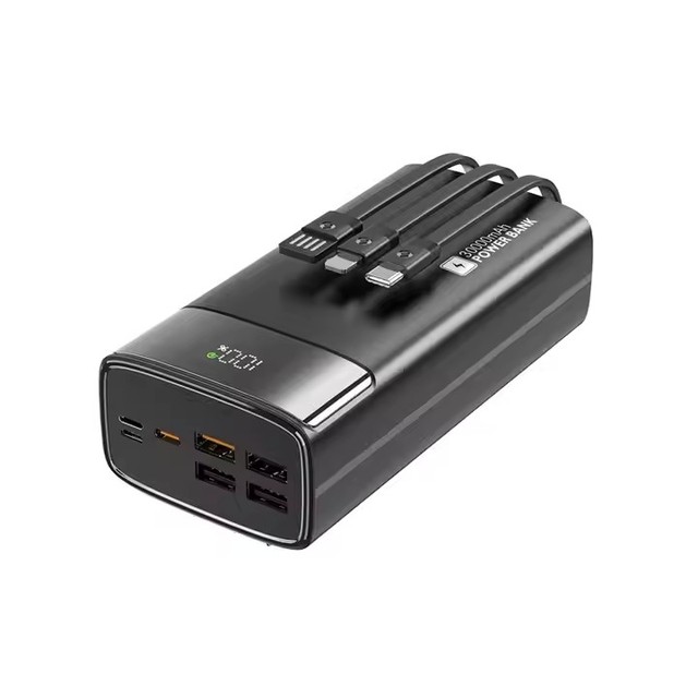 PD 22.5w Fast Charging Power Bank 30000mah 4 USB Type-C Output Portable Outdoor Powerbank With Built in 3 Cables Led Display