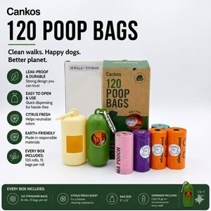 Sacs à déjections canines personnalisés OEM à base de plantes avec distributeur, extra épais, compostables - Product Image 2