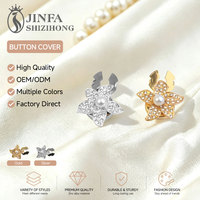 Penutup Kancing Baju Bunga Mutiara Fashion JFRB233, Penutup Kancing Kristal Rhinestone