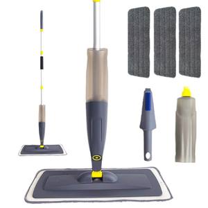 Fregona giratoria plana de diseño moderno con mango mágico de plástico de acero inoxidable para el hogar y la limpieza del hotel Embalaje en caja - Product Image 6