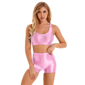Conjunto de Top Brillante y Shorts para Mujer, Diseño de Fabricante, para Deportes, Fitness, Yoga, Natación, Gimnasio, Playa y Piscina - Product Image 4