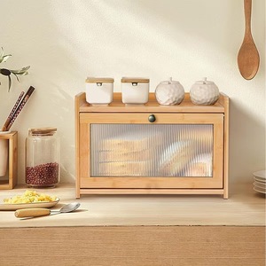 Cross-border bamboo and wood pastry storage box for home, <b>kitchen</b>, hotel, restaurant, and bread storage, dustproof and - Product Image 1