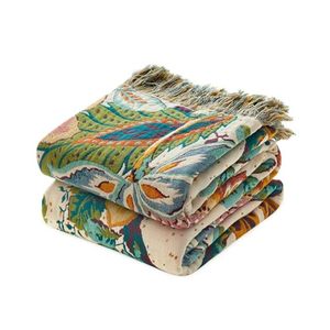 Manta de Sofá Duradera, Tejida, con Bordado Tropical, Estilo Boho, Hecha a Mano, Alfombra Nórdica de Algodón - Product Image 2