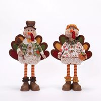 Ensemble de 2 figurines de dinde en peluche pour Thanksgiving, 14 pouces, décor de table d'automne debout
