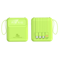 Batterie externe Li-Polymère 10000mAh avec logo personnalisé OEM, charge rapide PD20W, écran LED, 4 câbles intégrés, Micro USB, portable, pour voyage