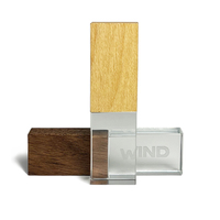 Memoria USB de Cristal para Regalo de Boda, Unidad Flash USB 2.0 de 8GB, 16GB, 32GB, Pendrive de Cristal con Luz LED de 1GB, 2GB, con Logotipo Personalizado
