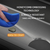 Évier de cuisine moderne intelligent à cuvette unique en acier inoxydable Nano noir nid d'abeille LED clé de piano robinet cascade accessoire pour maison intelligente